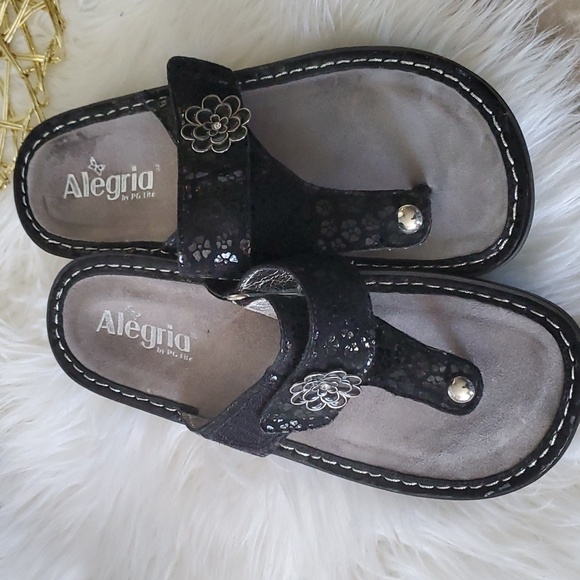 Alegria black thong sandals size 7 - Picture 4 of 16